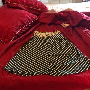 Anthropologie skirt, dark green and beige chevron pattern